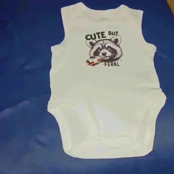 NWOT - Handmade White New Born Bodysuit - Cute Bute Feral - Picture 2 of 5